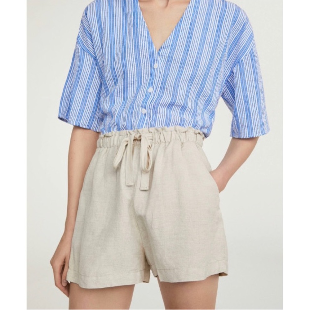 Oysho Linen Paper Bag Shorts